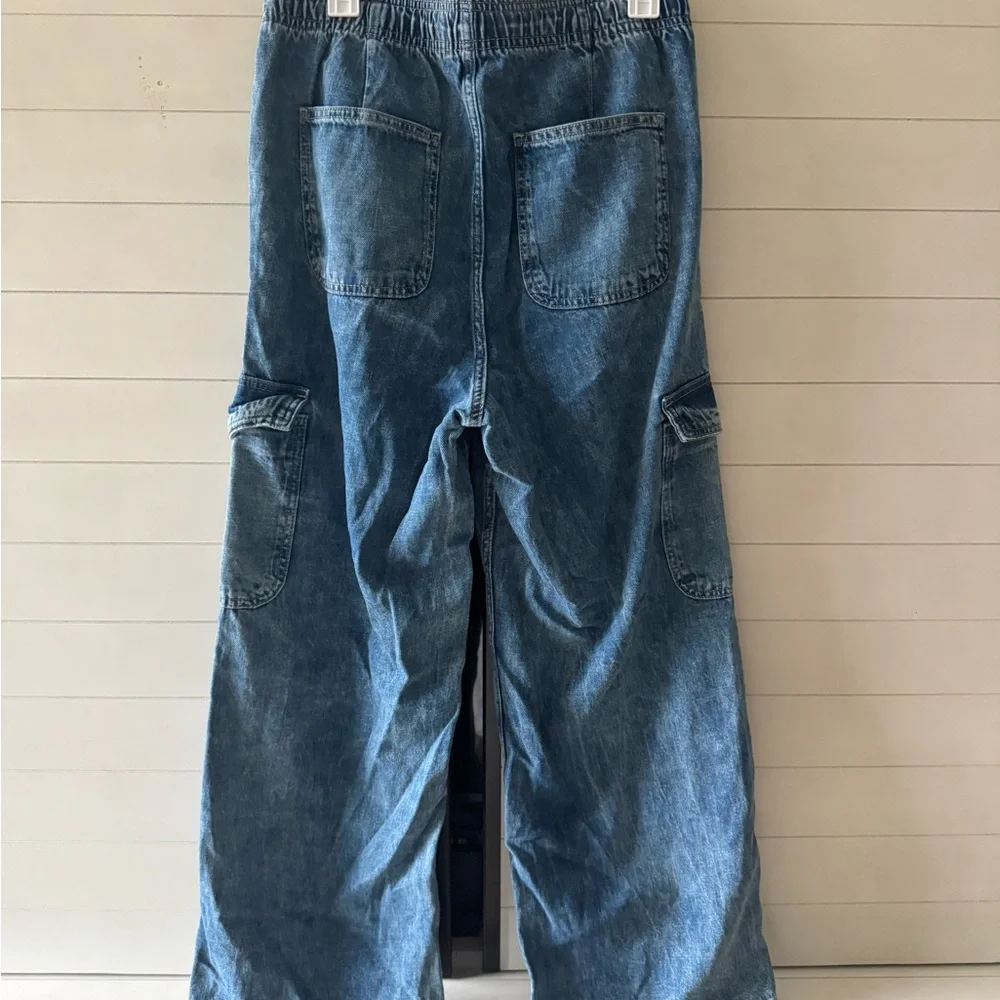 Women’s Blue Denim Cargo Pants - Picture 4 of 4